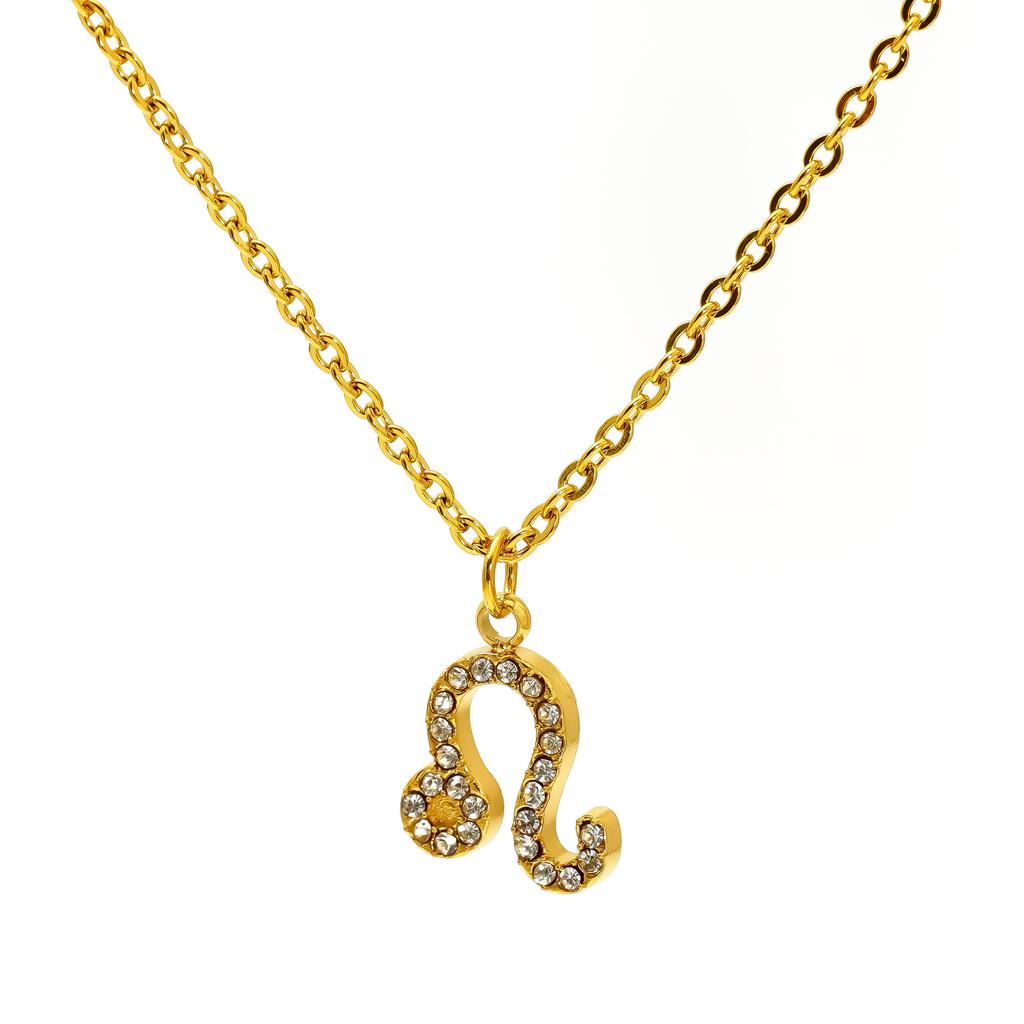 Light Luxury Micro-Inlaid Zircon Twelve Constellations Titanium Steel Necklace Women'S Gold Collarbone Chain Spot