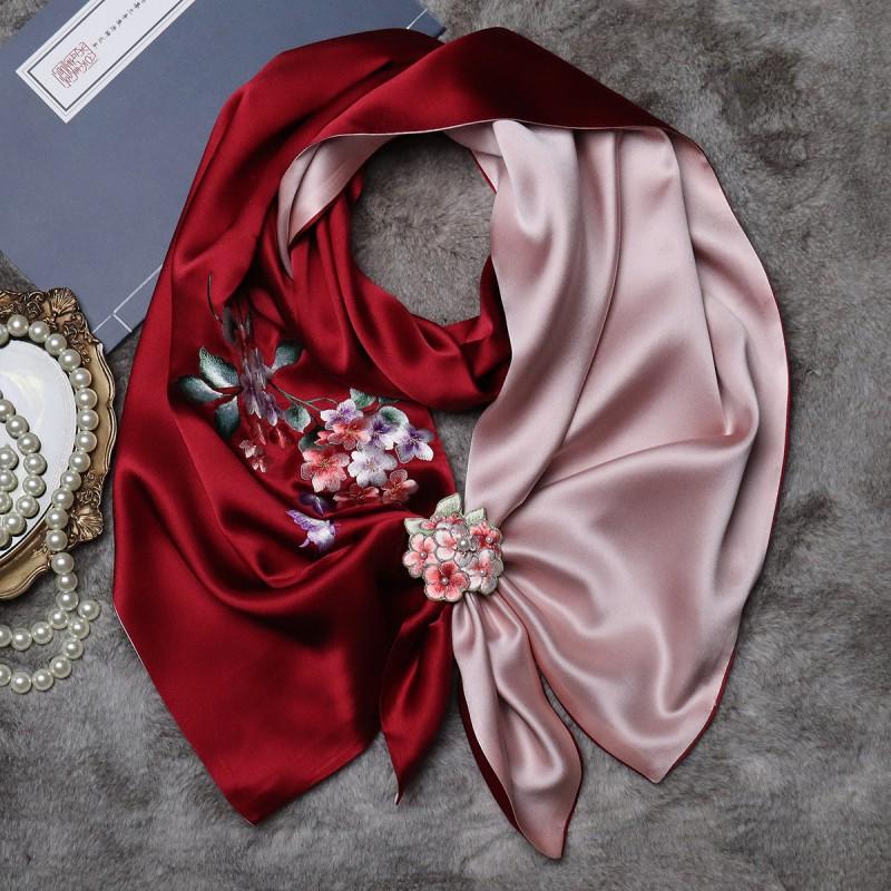 Suzhou Hand Embroidery Silk Scarf Set Double-sided Mulberry With Buckle New Chinese Style All Season