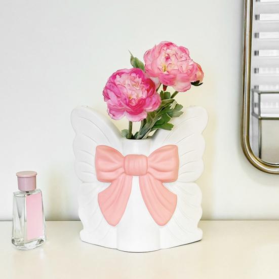 Schmetterling Vinyl Blumenvase Modernes Schleifenknoten Blumenhalter Behälter Heim Büro Tisch Mittelstück Dekorative Blumenvase