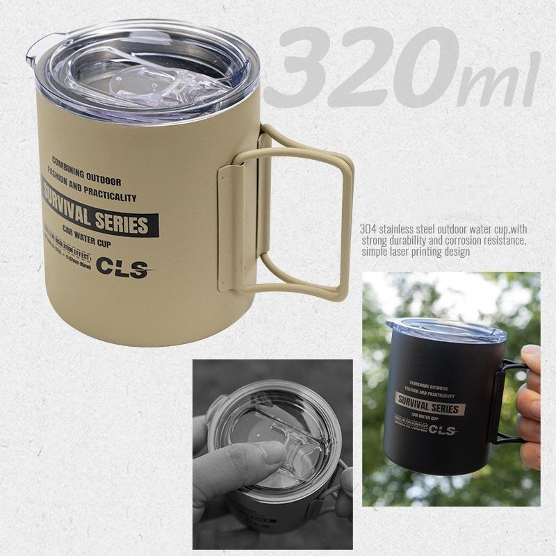 320ml Double Layer 304stainless Steels Water Cup Coffee Tea Mug Party for Home Outdoor Camping Hiking Backpacking Travle Cup