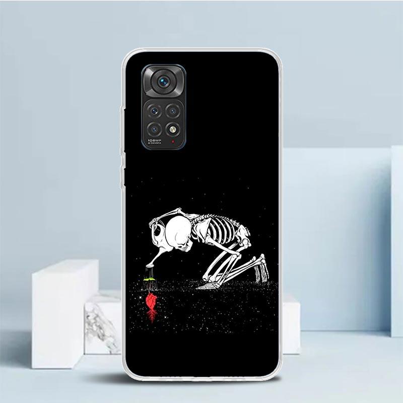 Human Skeleton Red Rose Phone Case For Xiaomi Redmi Note 15 14 14S 13 12S 12 Pro Plus 11S 11 11T 11E 10S 10 + Soft TPU Back Cove