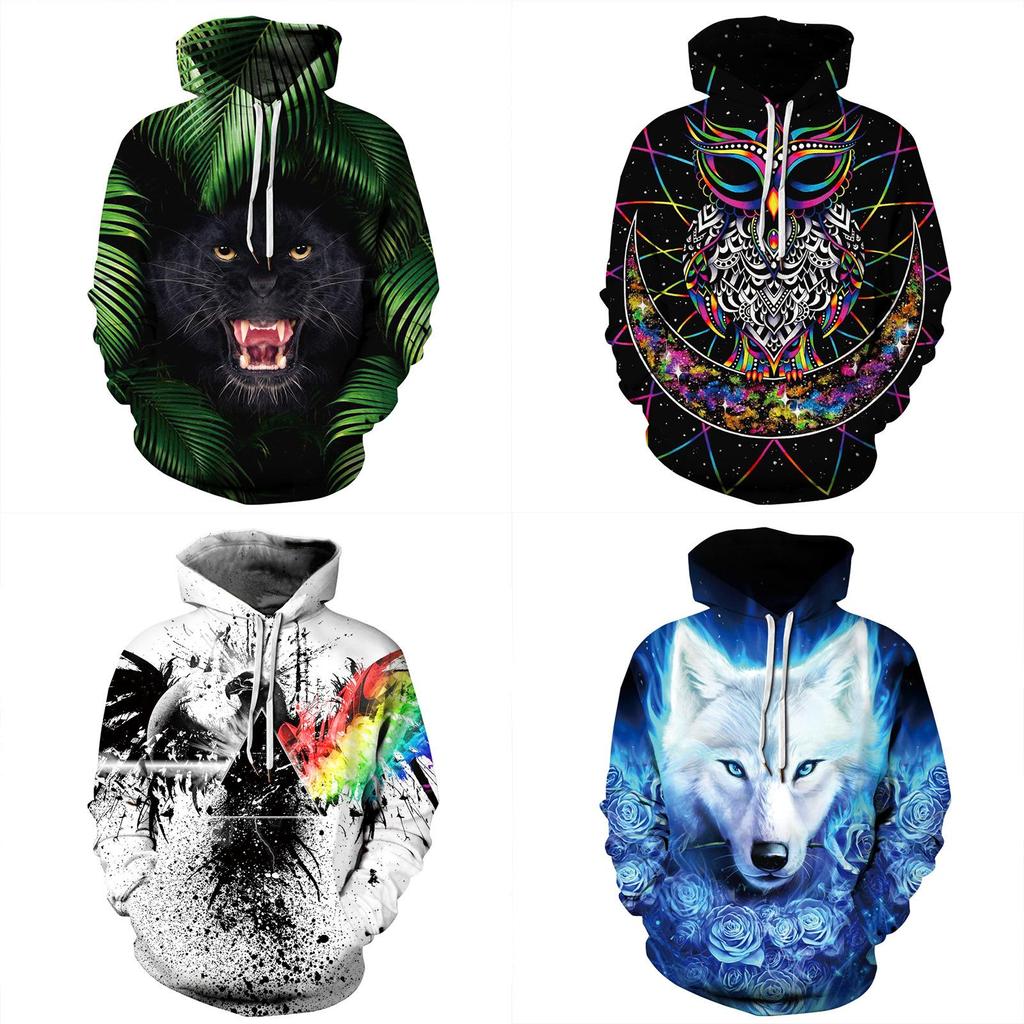 Galaxy Space 3d Wolf Graphics Sweatshirt Jacket Pullover Hoodie Unisex Sweater