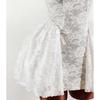 New style women's white lace dress with square neckline, wide band, fitted waist, and full-puff short skirt
