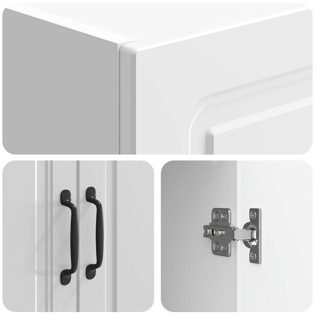 Cabinet Set 2 Pcs High Gloss White 33 X 34.5 X 87 Cm Engineered Wood