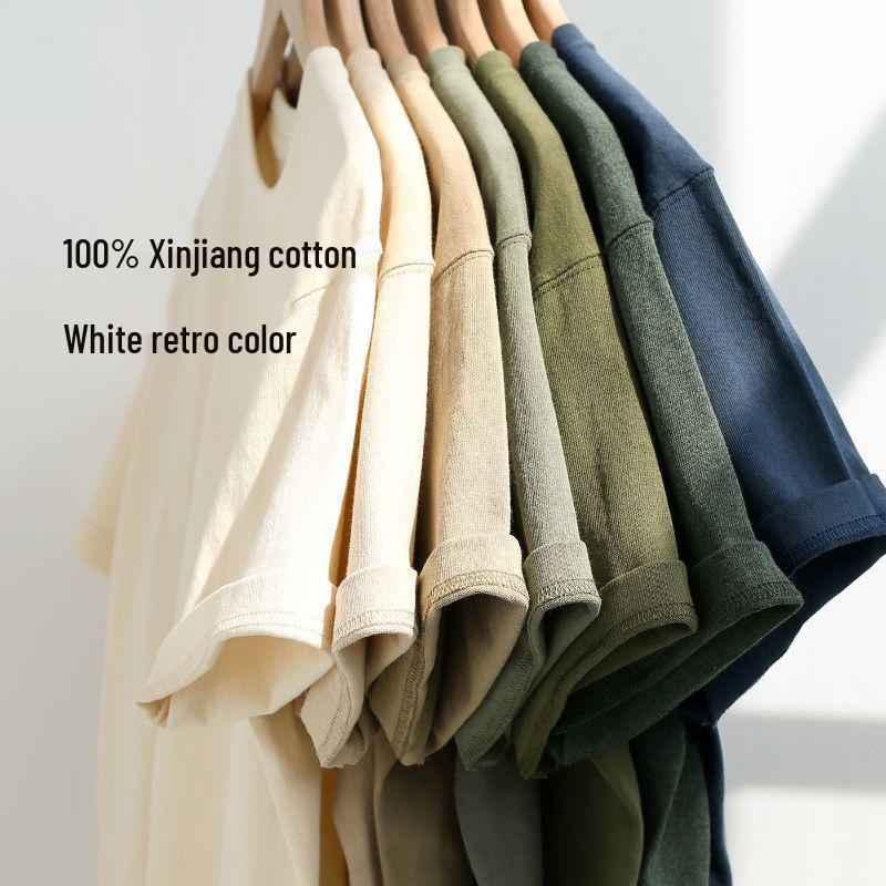 

Pure Cotton Men s Retro Crew Neck Short Sleeve T-Shirt L