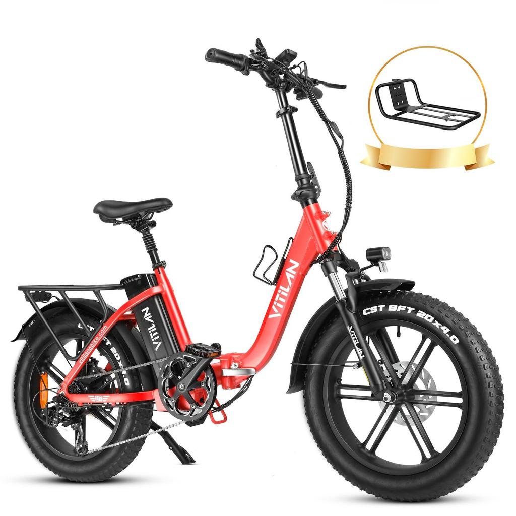 Electric Bicycle Adult Vitilan 20" 750W Motor Foldable Ebike Top Speed 40Km/h 48V 20AH Max Range 80Km 7 Speed U7
