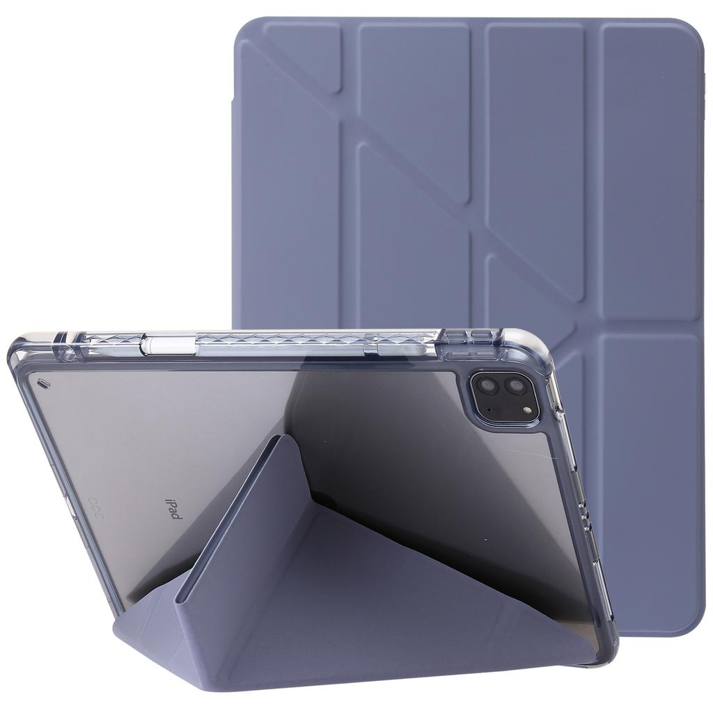 For iPad Pro 13 (2024) Case TPU+Acrylic+PU Leather Origami Stand Clear Back Tablet Cover