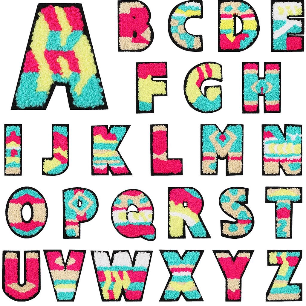7Cm White Background Pink Character Embroidery Cloth Sticker English Towel Embroidery Letter Computer Embroidery Chapter Boy Embroidery Post