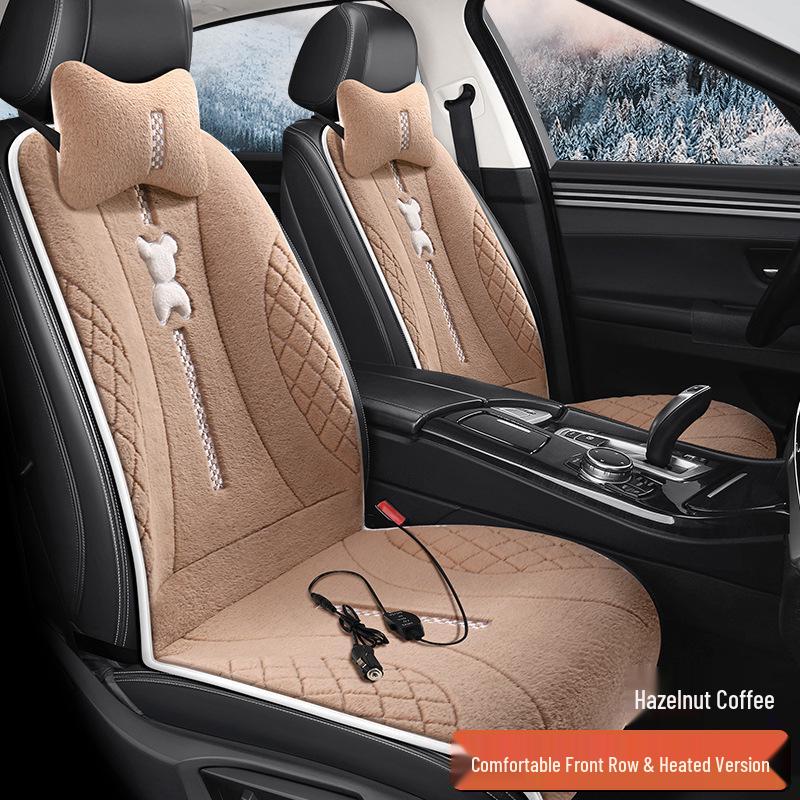 SF Rabbit Plush Heating Pad Car Seat Cushion - Bear Cartoon Winter Warmth Interior Supplies