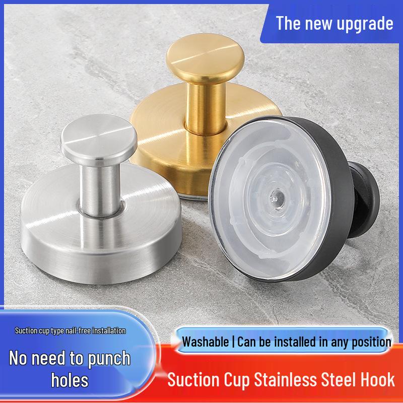 Traceless Stainless Steel Vacuum Suction Cup Hook for Kitchen & Bathroom