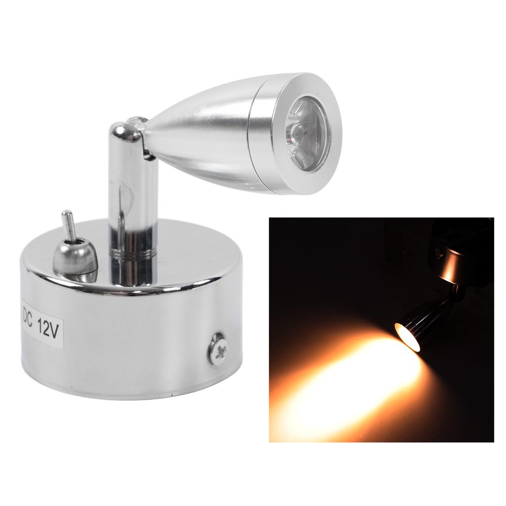 12V 3W LED Small Spotlight Warm White Swivel Reading Lamp Interior Lighting for RV Yacht Camper Trai