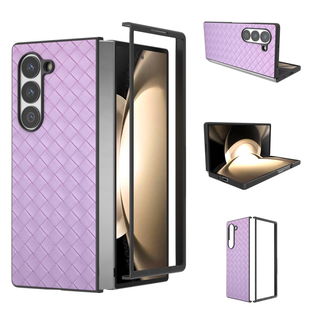 For Samsung Galaxy Z Fold6 5G Case Woven Texture PU Leather Coated PC Phone Cover