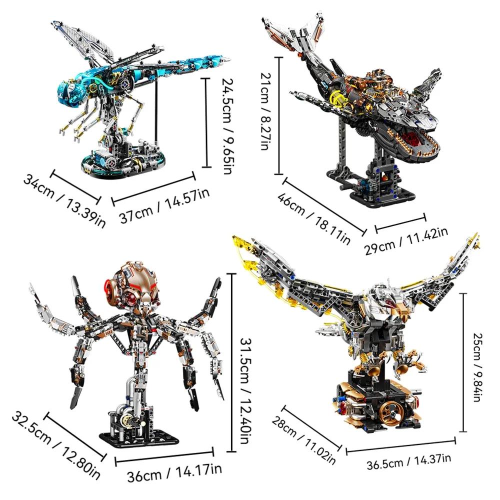 3D Puzzle Animal Building Blocks Dragonfly Octopus Whale Eagle Technical Creative DIY MOC Model Birthday Christmas Gift
