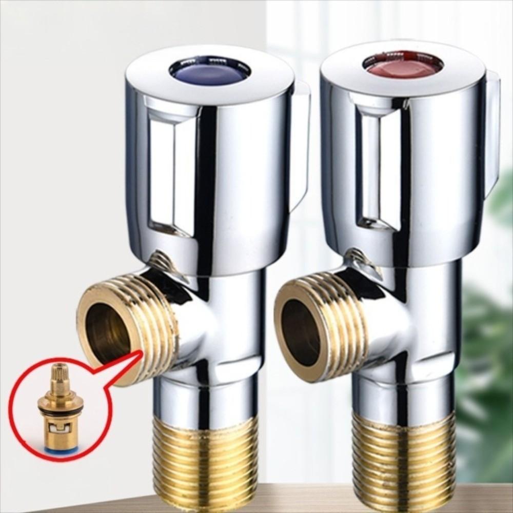 

One Inlet Two Outlets Copper Angle Valve Quick Open Copper Hot Cold Inlet Valve Dual Outlet Quick Open Faucet Valve Bathroom Red