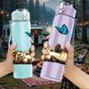 1PC Sleeping Cat Butterfly Art Print 750ml Color Plastic Sports Water Bottle Leakproof Flip Straw Lid Suitable for Sports Office Home Use