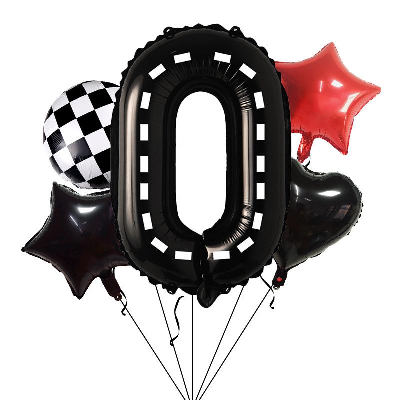Racing Theme Balloon Bundle Black Textured Aluminum Film Digital Birthday Set Venue Background Arrangement