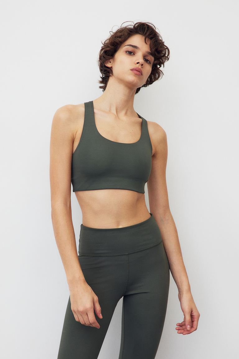 

Спортивный бюстгальтер HM со средней поддержкой, комплект из 2 предметов: темно-хаки, зеленый, белый