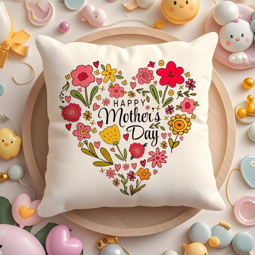Mother'S Day Cushion Cover Plush Fabric Soft Double-Sided Printed Sofa Warm Winter Home Gift Pillow Case