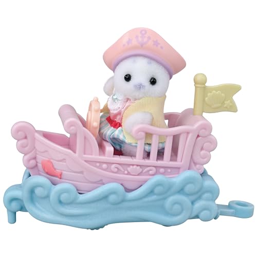 Sylvanian Families Amusement Park Vehicle Set - Boat & Dolphin - Ko-80 ST Mark Certified, Ages 3 and Up, Toy Dollhouse, Sylvanian Families, Epoch