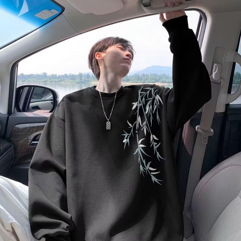 Men's Chinese Style Round Neck Hoodie - High-End, Loose Fit Casual Top