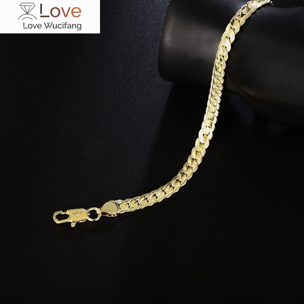 Lekani 925 Sterling Silver náramek jemné šperky 5 mm 20 cm hadí plochý mužský řetízkový náramek / pulsera pro muže