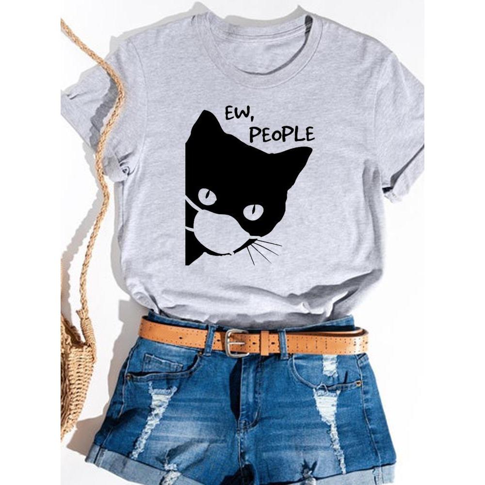 Print Print T-shirt Basic Summer  Women's Fashion Crew-neck Trend Ins All-match