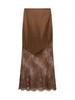 Gonna Irregolare a Quadri Sexy con Inserti in Pizzo Stile Europeo e Americano da Donna