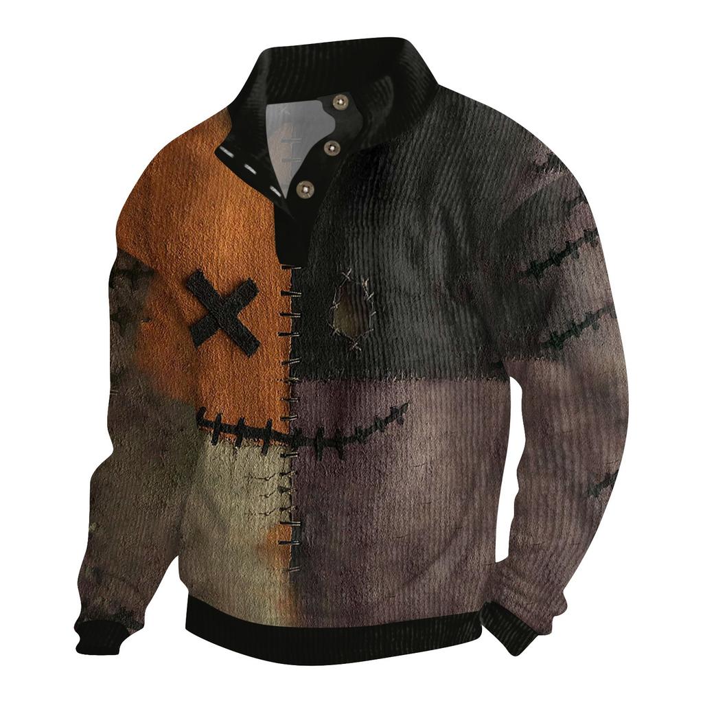 Men's Halloween Printed Corduroy Button Shirt