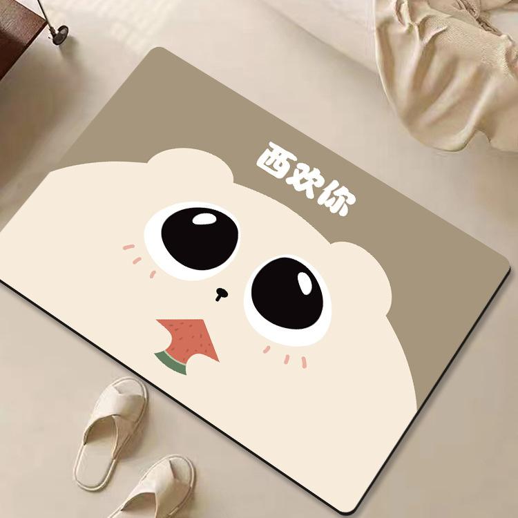 Cartoon Funny Soft Diatom Mud Bathroom Floor Mat Toilet Door Absorbent Mat Household Door Non-slip Mat