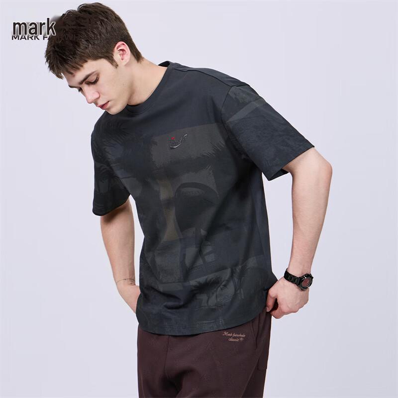 Mark Fairwhale Men s Dark Pattern Cotton Crew Neck T-Shirt M