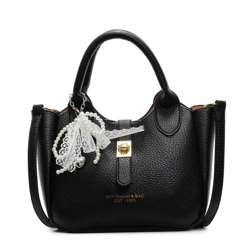 

Premium handbag bag women s new trendy fashion versatile shoulder bag commuter messenger bucket bag without pendant чорний