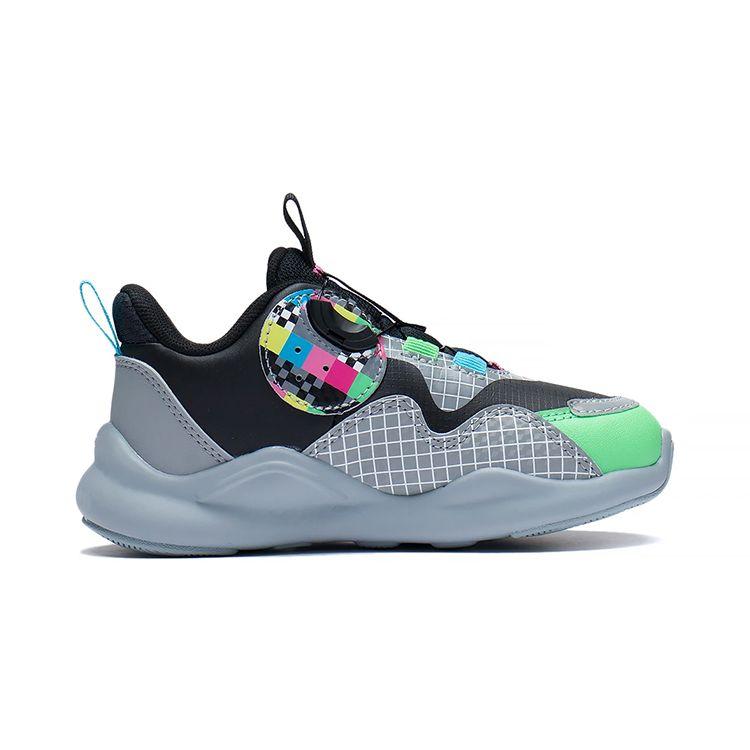 Li Ning Kids Comfortable Non-Slip Shock Absorbing Wear-Resistant Leisure Shoes Kids Shoes Black Green YKNS098-3