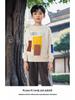 Retro Patchwork Fleecegefüttertes Sweatshirt für Jungen - Langärmeliges, verdicktes T-Shirt für Frühling und Herbst.