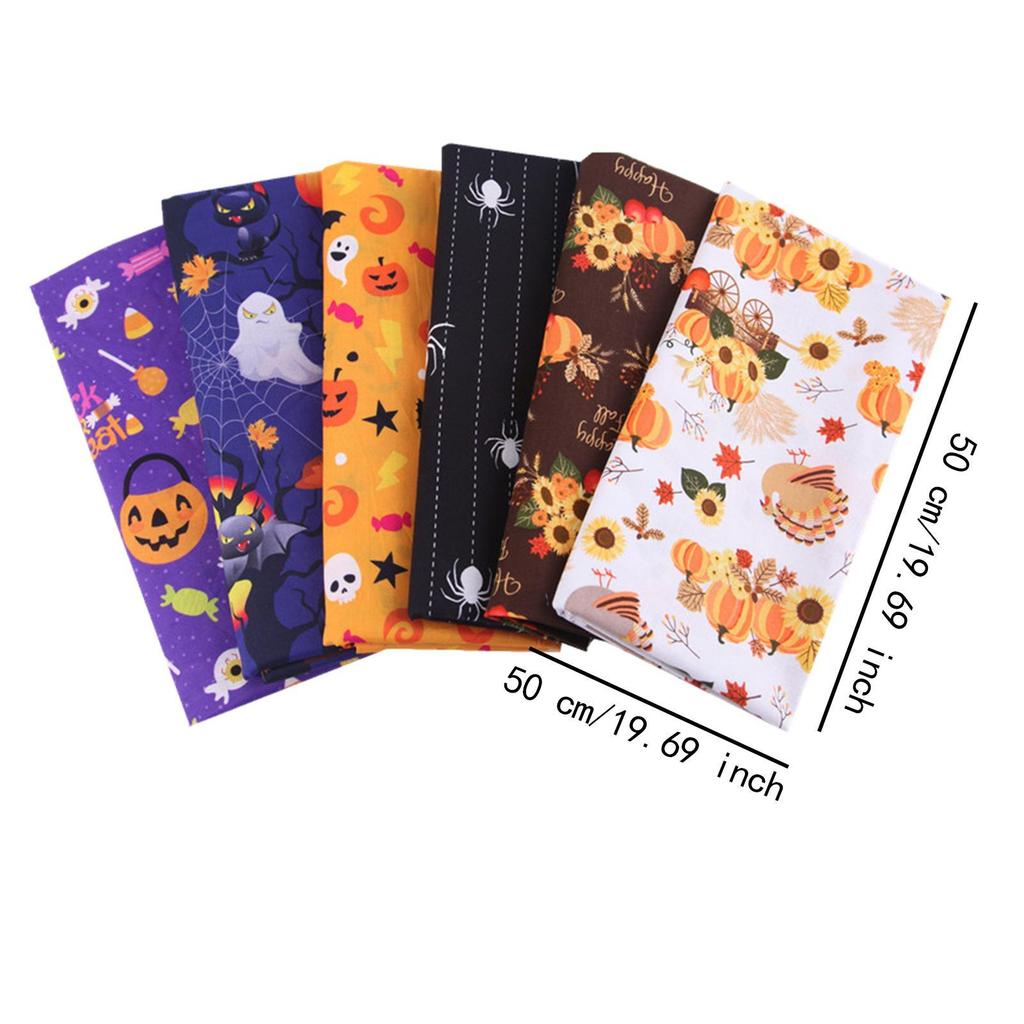 Halloween Cotton Fabrics Kit Crafting Quilting Handcrafted Soft Pumpkin Printed