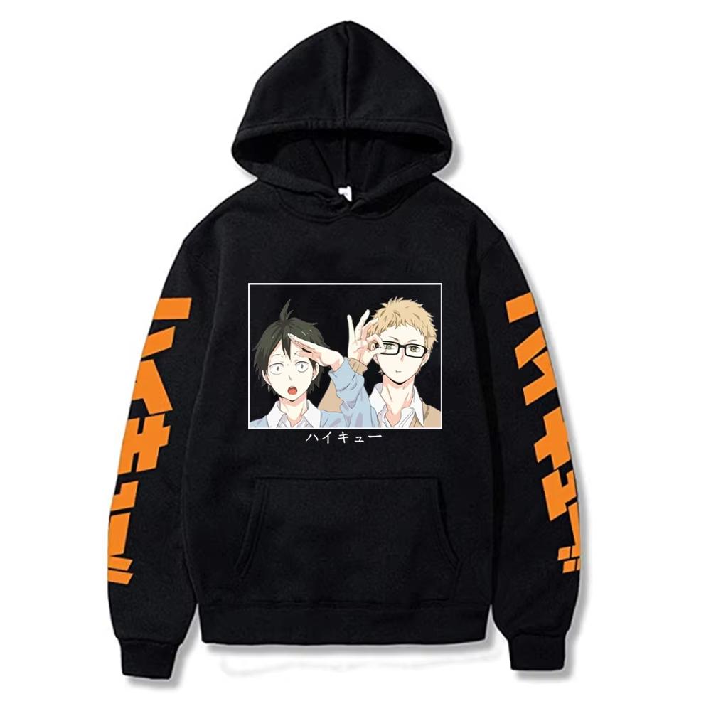Tooru Oikawa and Kei Tsukishima Printed Hoodies Men Anime Haikyuu Graphic Harajuku Sport Unisex Oversized Pullover Sweatshirt