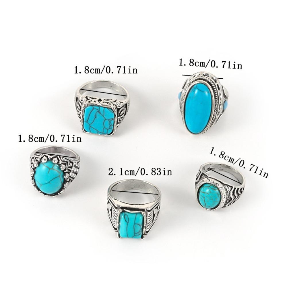 Zinc Zinc Alloy Western Country Ring Antique Vintage Ring Trendy Turquoise Ring  Girls
