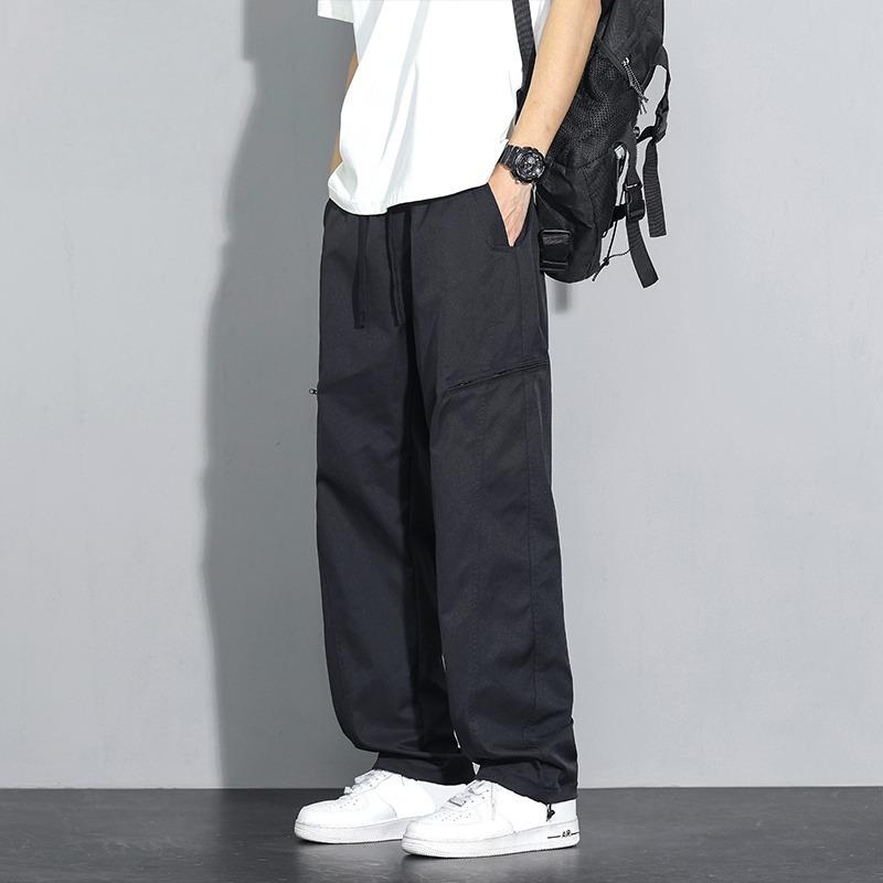 Ice Silk Pants Men's Summer New American Trendy Brand Casual Overalls Teen Loose Straight Trousers