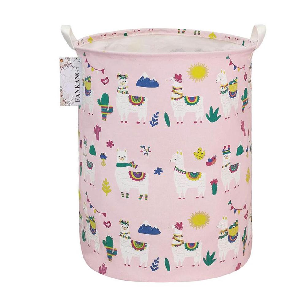 40*50cm Round Canvas Large Clothes Basket Laundry Hamper with Handles,Waterproof Cotton Storage Organizer Perfect for Kids Boys
