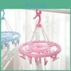 Round Shape Portable Laundry Drying Rack With 20 Sturdy Clips In Blue And Pink