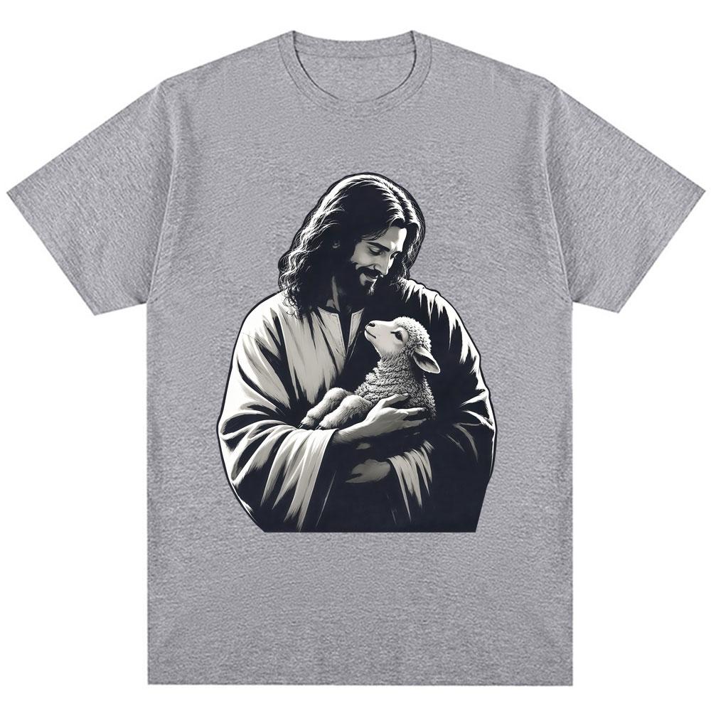 Jesus Love You I Am Found Christian Tshirt Unisex Unisex Bible Verse Jesus Holding Lamb T Shirt Oversized Cotton Casual T Shirts