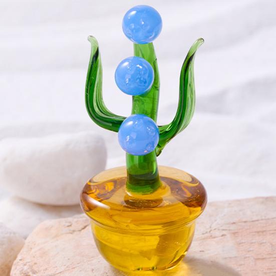Mini Glass Flower Figurine Transparent Hand Blown Faux Crystal Flower Bouquet In Pot for Birthday Mother's Day Wedding Women Mom Office Home Table