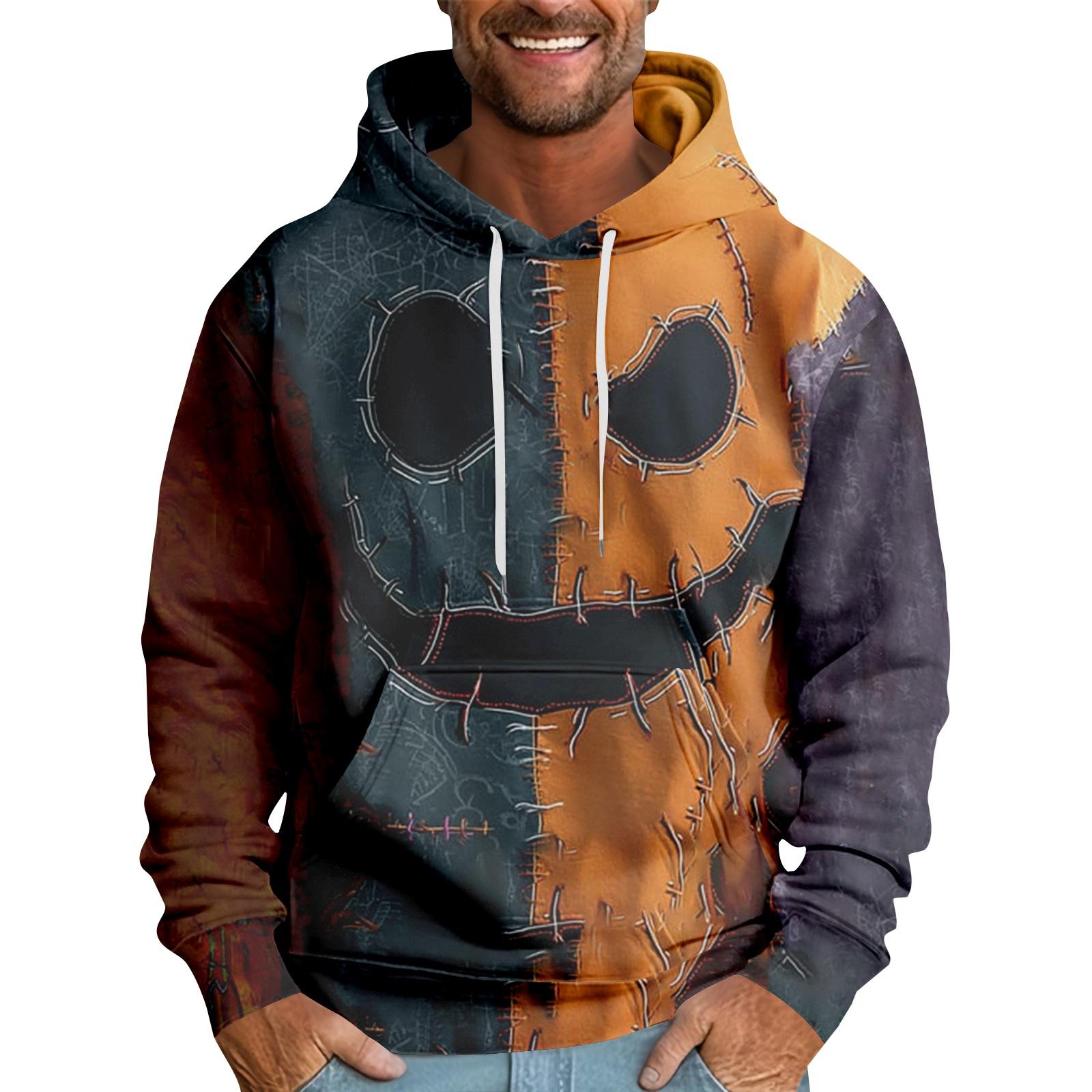 Мужская толстовка с капюшоном свободного кроя с принтом Кровавый Хэллоуин S хаки 2060₽