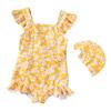 2026 Summer Lemon Floral Swimsuit for Girls and Toddlers