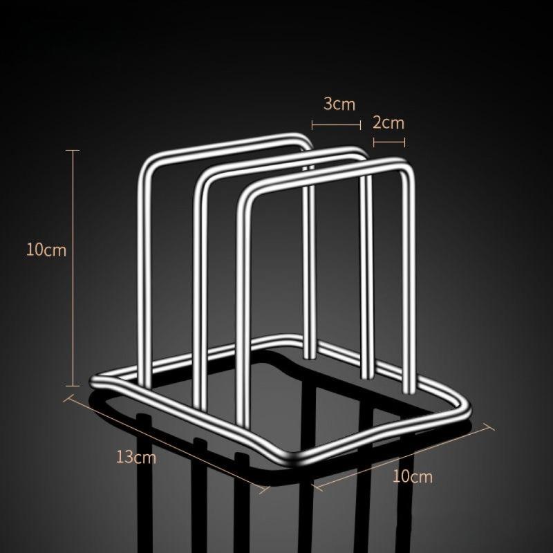 

Double Compartment Stainless Steel Cutting Board Rack - Household Vegetable Board & Pot Cover Storage Holder