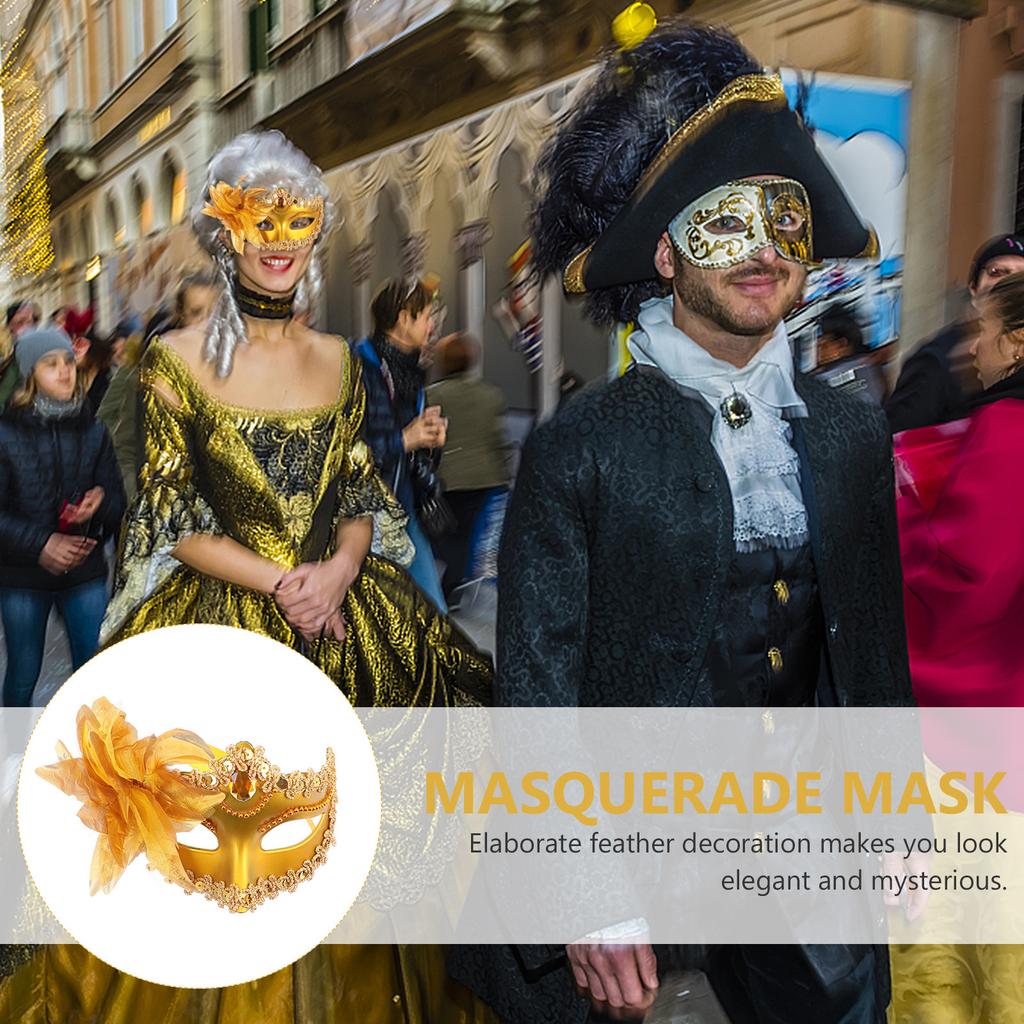 2Pcs Luxury Lily Flower Masquerade Masks Adjustable Ball Party Face Covers Delicate Shimmer Flower Half Masks for Men Women