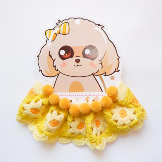 Knitted Cat Collar Pompom Balls Decor Hand-woven Cute Kitten Scarf Puppy Neck