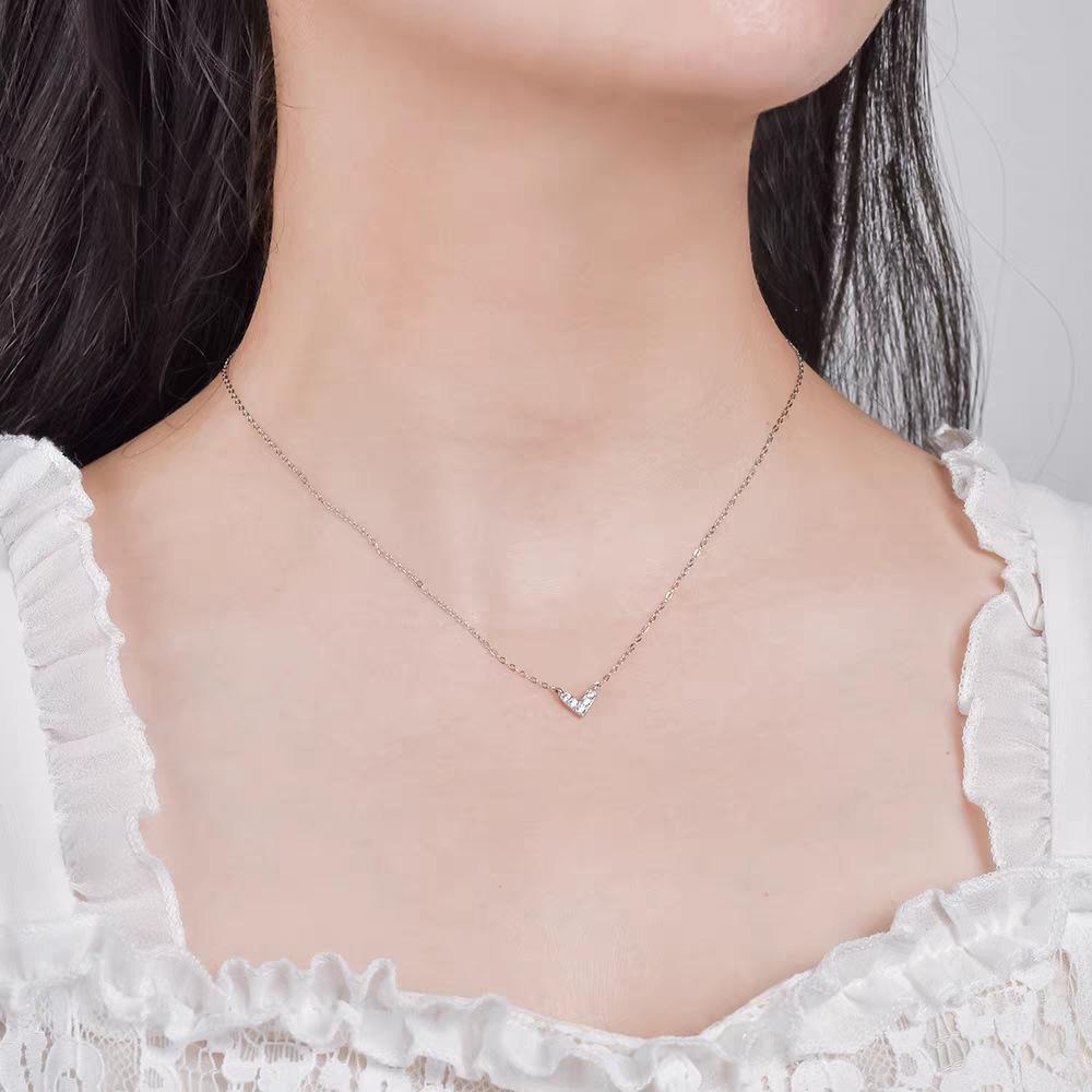 S925 Sterling Silver Zirconia Diamond Necklace for Women - Light Luxury Korean Style Clavicle Chain, Cute & High-End Fashion Accessory