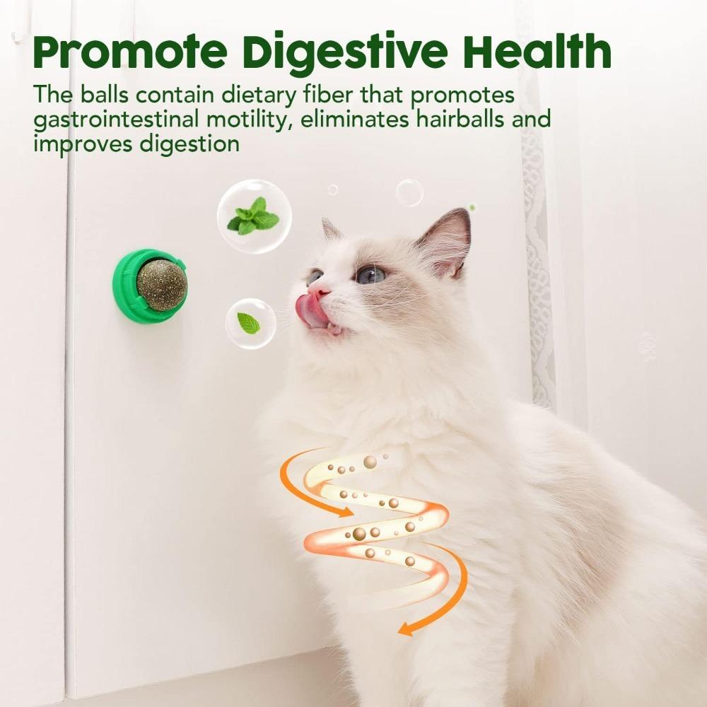 Catnip Toys Balls 4Pcs,Extra Cat Energy Ball,Edible Kitten Silvervine Toys for Cats Lick,Healthy Kitty Teeth Cleaning Dental Chew Toys,Cat Wall Treats
