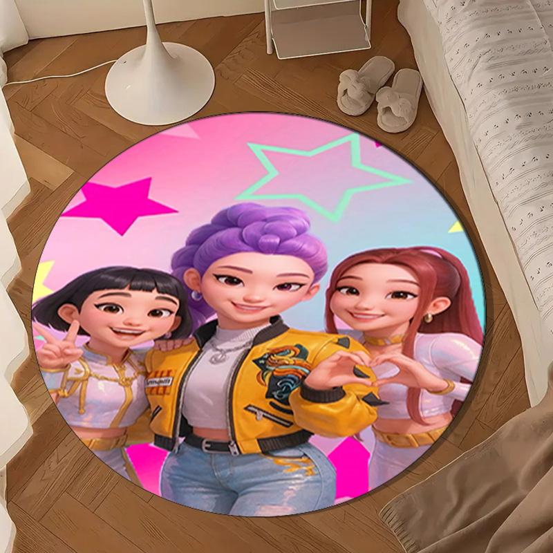 Superhero Kpop Friends Adventure Round Rug for Livingroom,Bedroom, Palyroom, Chair Rug, Area Rug, Circle Carpet, Large Size Fan Christmas Gift