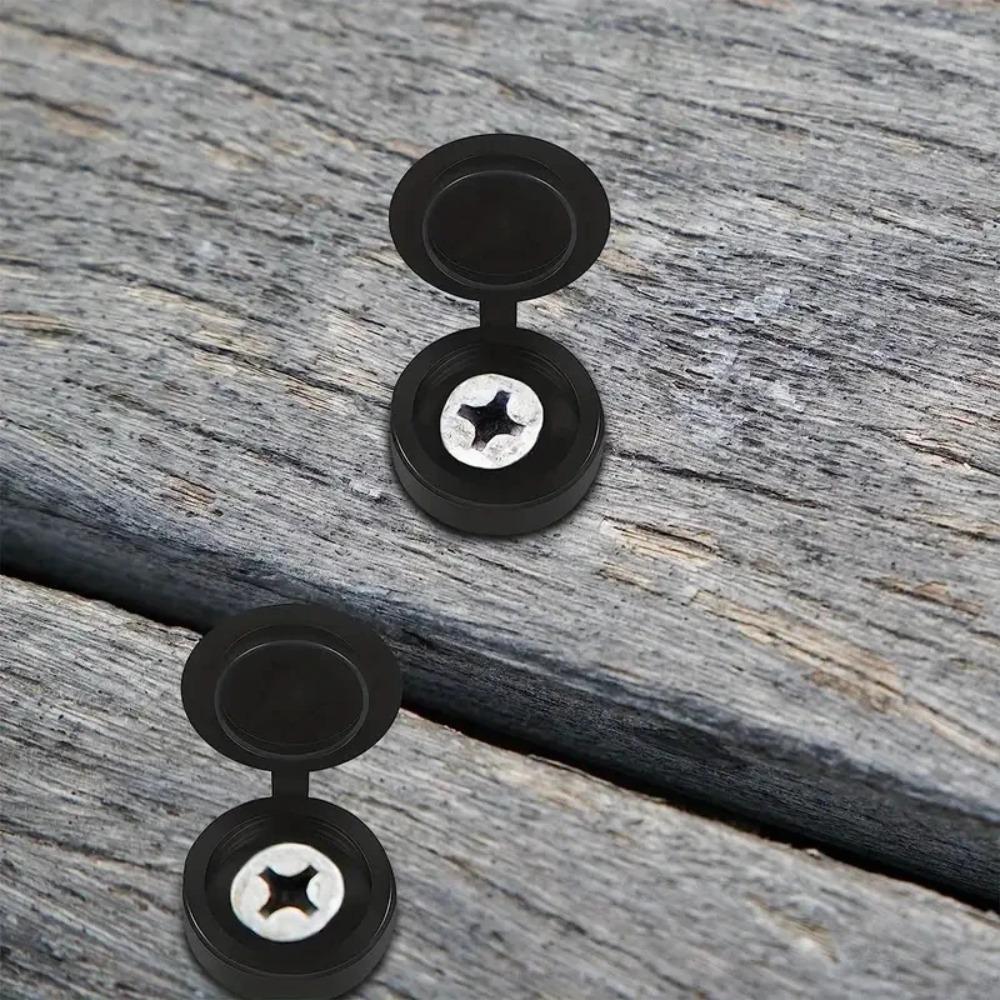 Black Plastic Self Tapping Screw Bolt Nail Nut Decorative Cap Protective Cover Hide Foldable Hinged for Furniture Car